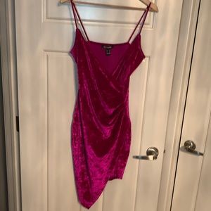 Velvet soft hot pink fuchsia mini dress. Never worn with no tags, size medium.